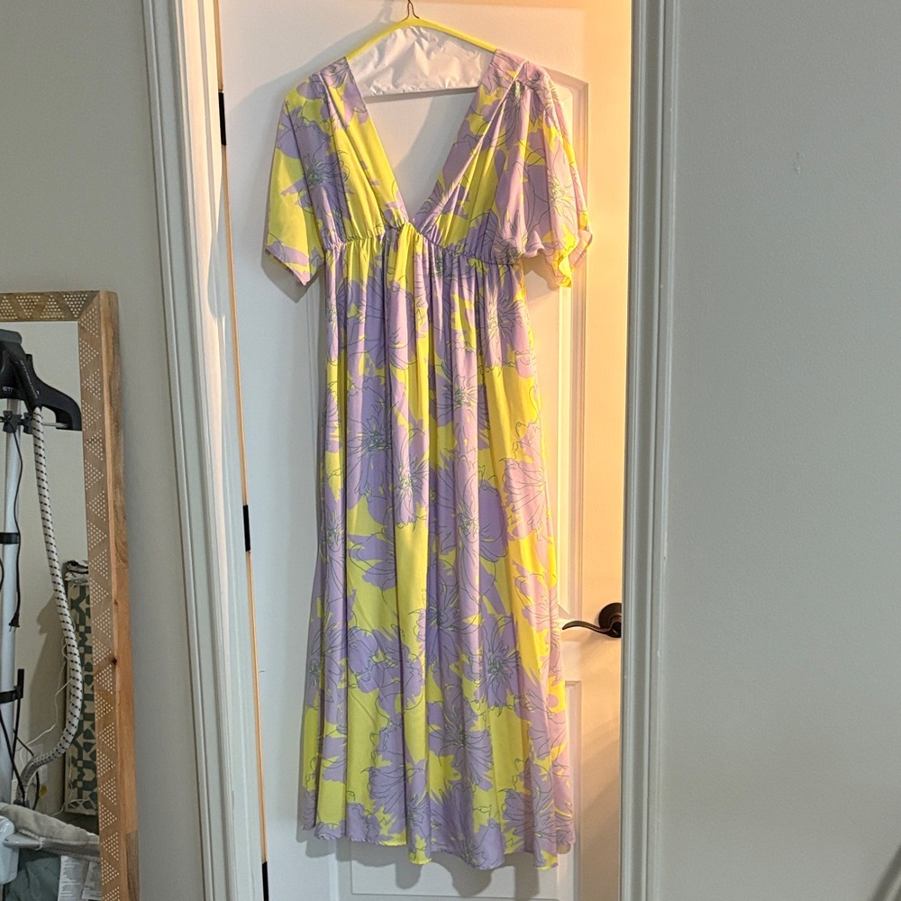 MATERNITY Vanilla Bay Yellow and Lavender Maxi Dress